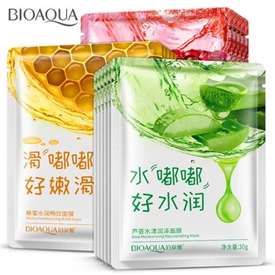 УЦЕНКА! Bioaqua Питательная, увлажняющая тканевая маска с экстрактом меда, Honey Moisturizing Drink Mask, 30 гр.