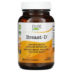 Pure Essence, Breast-D, поддерживает здоровье груди, простаты и сосудов, 90 вегетарианских капсул