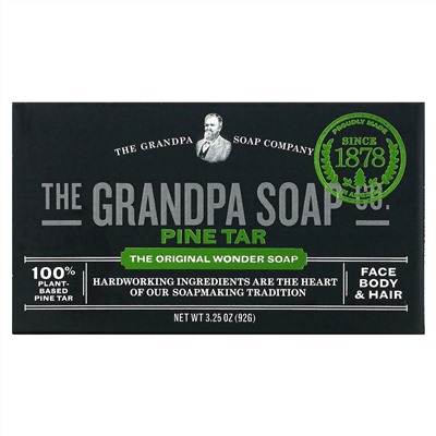 The Grandpa Soap Co., Мыло для лица, тела и волос, сосновый деготь, 92 г (3,25 унции)
