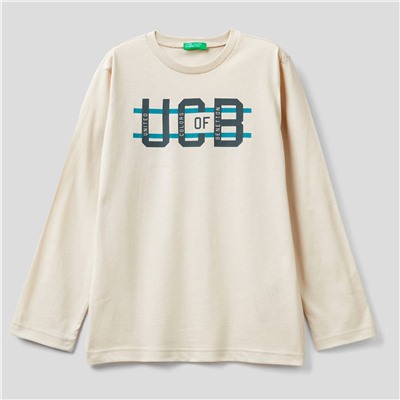 T-Shirt - 100% Baumwolle - bedruckt - Logo - beige