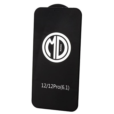 Защитное стекло утолщенное MD iPhone 12/12Pro (черный)