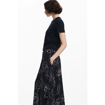 Long skirt with faces