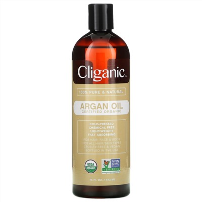 Cliganic, 100% Pure & Natural, Argan Oil, 16 fl oz (473 ml)