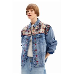 Embroidered denim trucker jacket