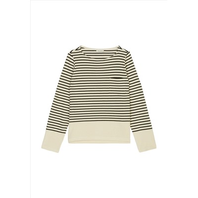 Marc O'Polo - ROUND NECK STRIPED - рубашка с длинными рукавами - темно-синий