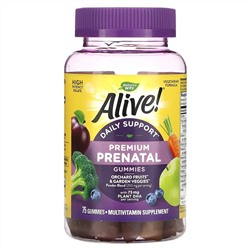 Nature's Way, Alive! Daily Support Premium Prenatal, витамины для беременных, клубника и лимон, 75 жевательных таблеток