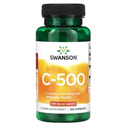 Swanson, C-500, 500 мг, 100 капсул