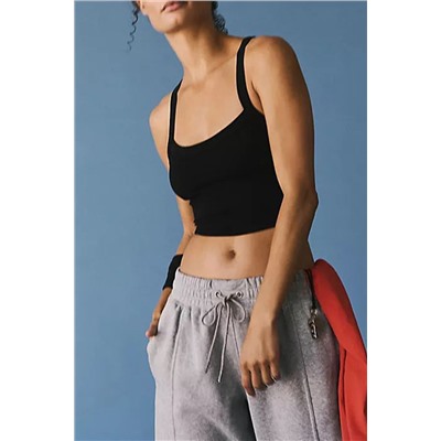 Black Athletic Ribbed Cropped Cami Top