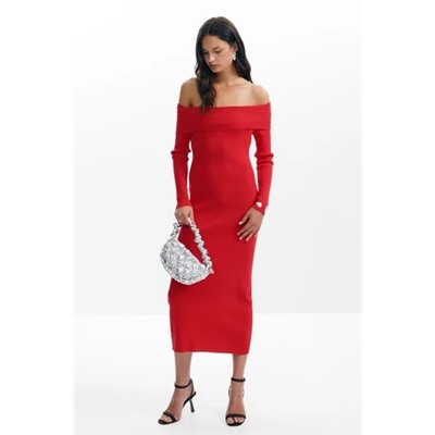 Bardot neckline dress