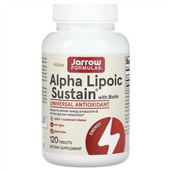 Jarrow Formulas, Alpha Lipoic Sustain, альфа-липоевая кислота с биотином, 300 мг, 120 таблеток