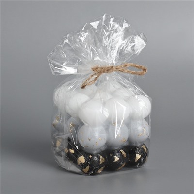 Свеча фигурная ароматическая с поталью "Бабл куб", 6 см, бело-черная, кожа и печенье