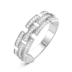 Серебряное кольцо с бесцветными фианитами 092
