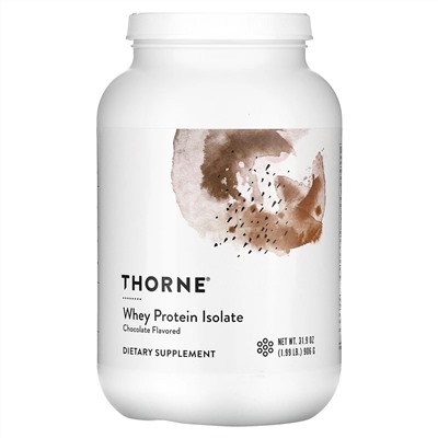 Thorne, Изолят сывороточного протеина, шоколад, 906 г (1,99 фунта)