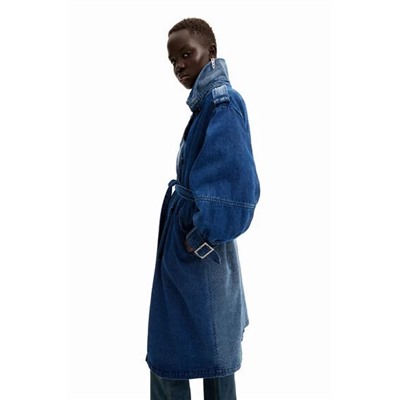 Oversize denim trench coat