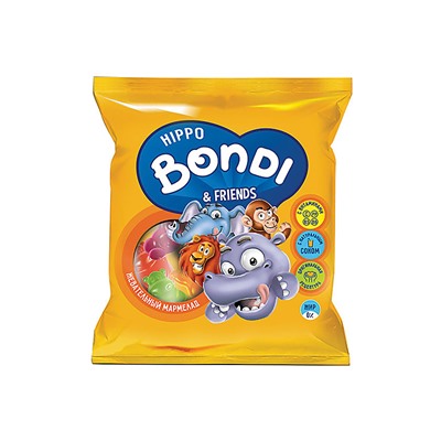 «HIPPO BONDI & FRIENDS», мармелад жевательный с соком ягод и фруктов, 70 г