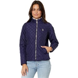 U.S. POLO ASSN. Quilted Moto Jacket with Cozy Faux Fur Lining And Rib Trim
