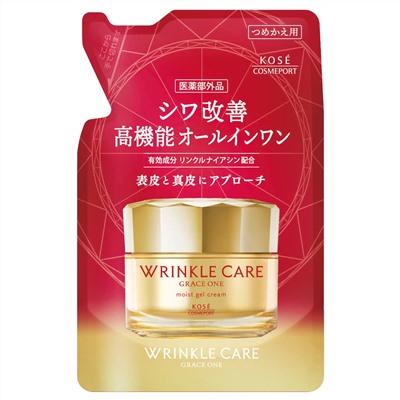 KOSE Крем-гель для лица GRACE ONE WRINKLE CARE Лифтинг увлажняющий разглаживающий морщины, 90 гр., сменная упаковка