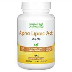 Super Nutrition, альфа-липоевая кислота, 250 мг, 120 растительных капсул