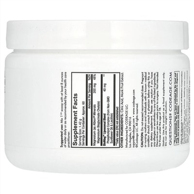 Codeage, липосомальный глицинат магния в порошке, без вкусовых добавок, 85,2 г (3 унции)