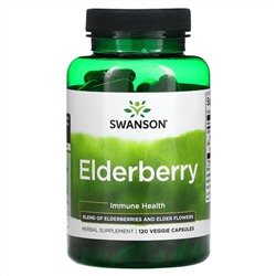 Swanson, Elderberry, для укрепления иммунитета, 120 растительных капсул