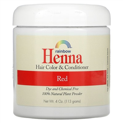Rainbow Research, хна, краска и кондиционер для волос, красный цвет, 113 г (4 унции)