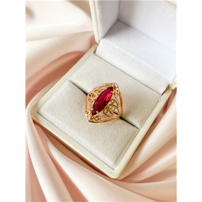 Кольцо из Дубайского золота  "Рубиновый дар"
