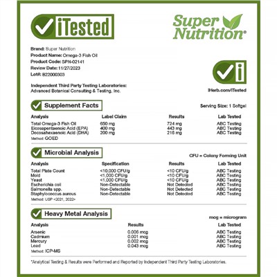 Super Nutrition, Рыбий жир с омега-3, 1000 мг, 240 рыбных капсул (650 мг в каждой капсуле)