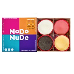 Набор Cake my Day MODO NUde (Твердый бальзам для волос MODO NUde с маслом миндаля 50г, Крем-мыло MODO NUde с маслом какао 50г, Кофейный скраб для тела MODO NUde с эфирным маслом лимона 50г, Твердый шампунь MODO NUde с маслом ши 50г)