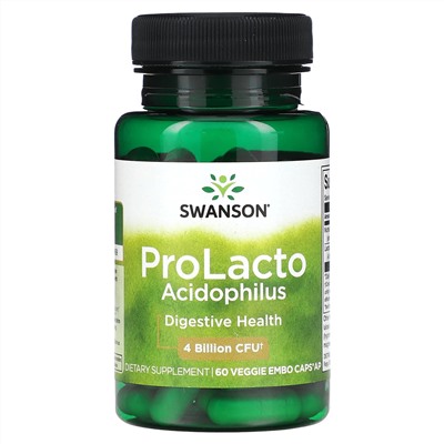 Swanson, ProLacto Acidophilus, 4 миллиарда КОЕ, 60 растительных капсул с ЭМБО