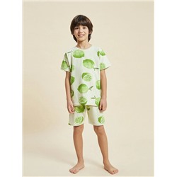 Pija Pija Пижамный комплект с короткими рукавами и шортами для мальчика с круглым вырезом и принтом