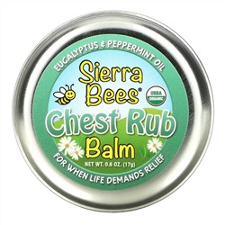 Sierra Bees, Бальзам для втирания в грудь, эвкалипт и перечная мята, 17 г (0,6 унции)