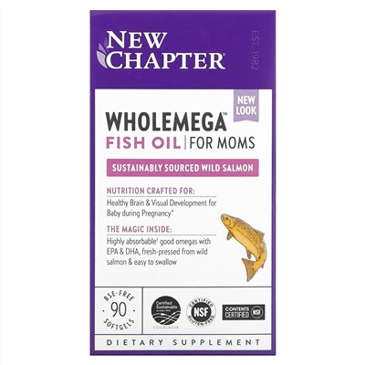 Нью Чэптэ, Wholemega, рыбий жир для здоровья мам, 90 мягких таблеток