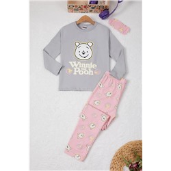 Пижамный комплект Pijakids Grey Teddy Bear с принтом букв для девочек 16925