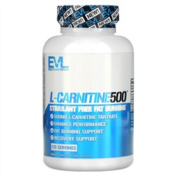 EVLution Nutrition, L-CARNITINE500, добавка для сжигания жира без стимуляторов, 120 капсул