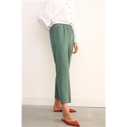 Зеленые широкие брюки с эластичной резинкой на талии ALL DAY
