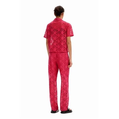 Tailored floral lace trousers