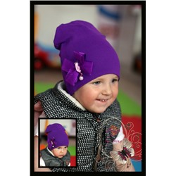 Удл.шапочка фиолетовая  с бантом Дабл