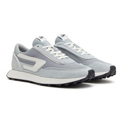 Sneakers Racer - cuero - logo - gris y blanco