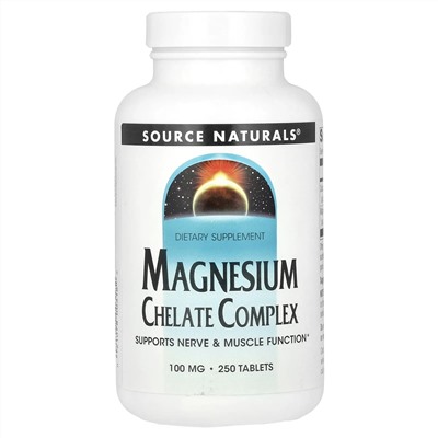 Source Naturals, комплекс хелата магния, 100 мг, 250 таблеток