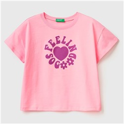 T-Shirt - 100% Baumwolle - Cropped - rosa