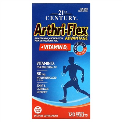 21st Century, Arthri-Flex Advantage с витамином D3, 120 таблеток, покрытых оболочкой