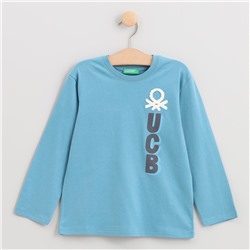 Shirt - 100% Baumwolle - bedruckt - Logo - hellblau