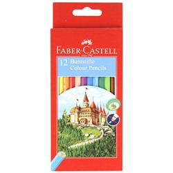 Карандаши цветные 12 цветов, дерево, шестигранный, точилка Замок Faber-Castell 120112