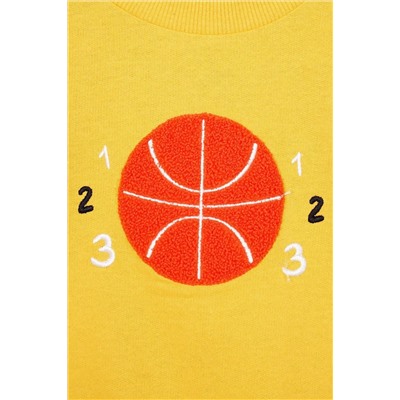 Толстовка для мальчиков Zepkids Basket Ball с вышивкой темно-горчичного цвета
