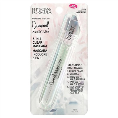 Physicians Formula, Mineral Wear, Diamond Mascara, прозрачная тушь 5-в-1, Clear Diamond, 9,5 мл (0,32 жидк. Унции)