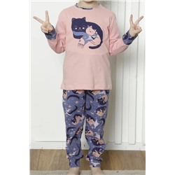 Пижамный комплект Nicoletta для девочек с длинными рукавами из хлопка и лайкры