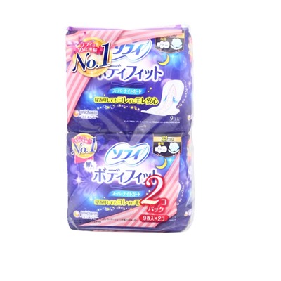 UNICHARM Гигиенические прокладки для женщин  Sofy body ночные с крылышками 29 см 9шт*2/18