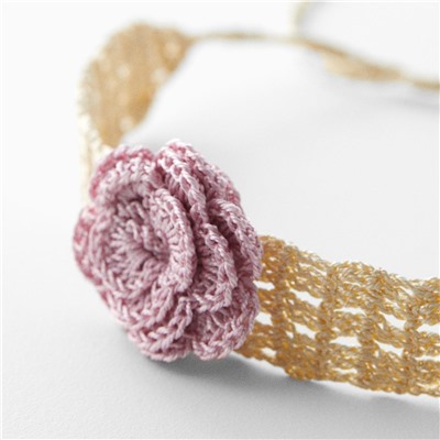 Collana fiore crochet Pufli - rosa pastello