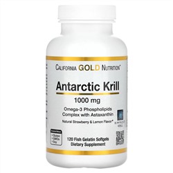 California Gold Nutrition, масло антарктического криля, комплекс фосфолипидов из омега-3 с астаксантином, натуральный клубнично-лимонный вкус, 1000 мг, 120 капсул из рыбьего желатина