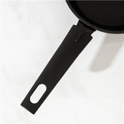 Сковорода «Уля», d=16 см, съёмная ручка, антипригарное покрытие, цвет черный металик